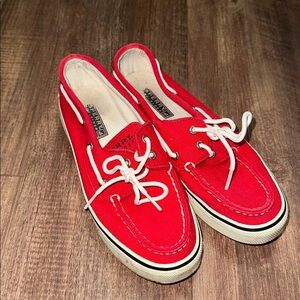 Women’s Sperry Topsider Red and White Shoes size 6